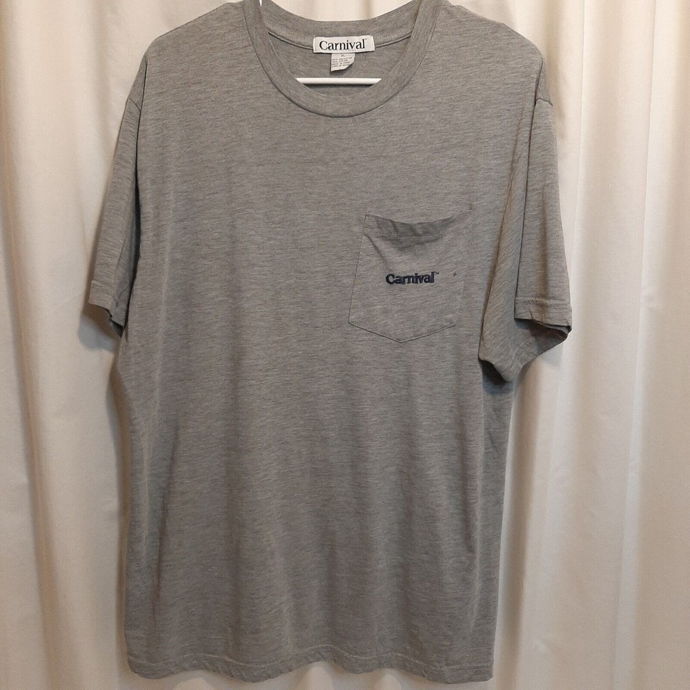 Carnival Cruise Line Men's Short Sleeve Gray/Grey Embroidered Pocket T Shirt XL